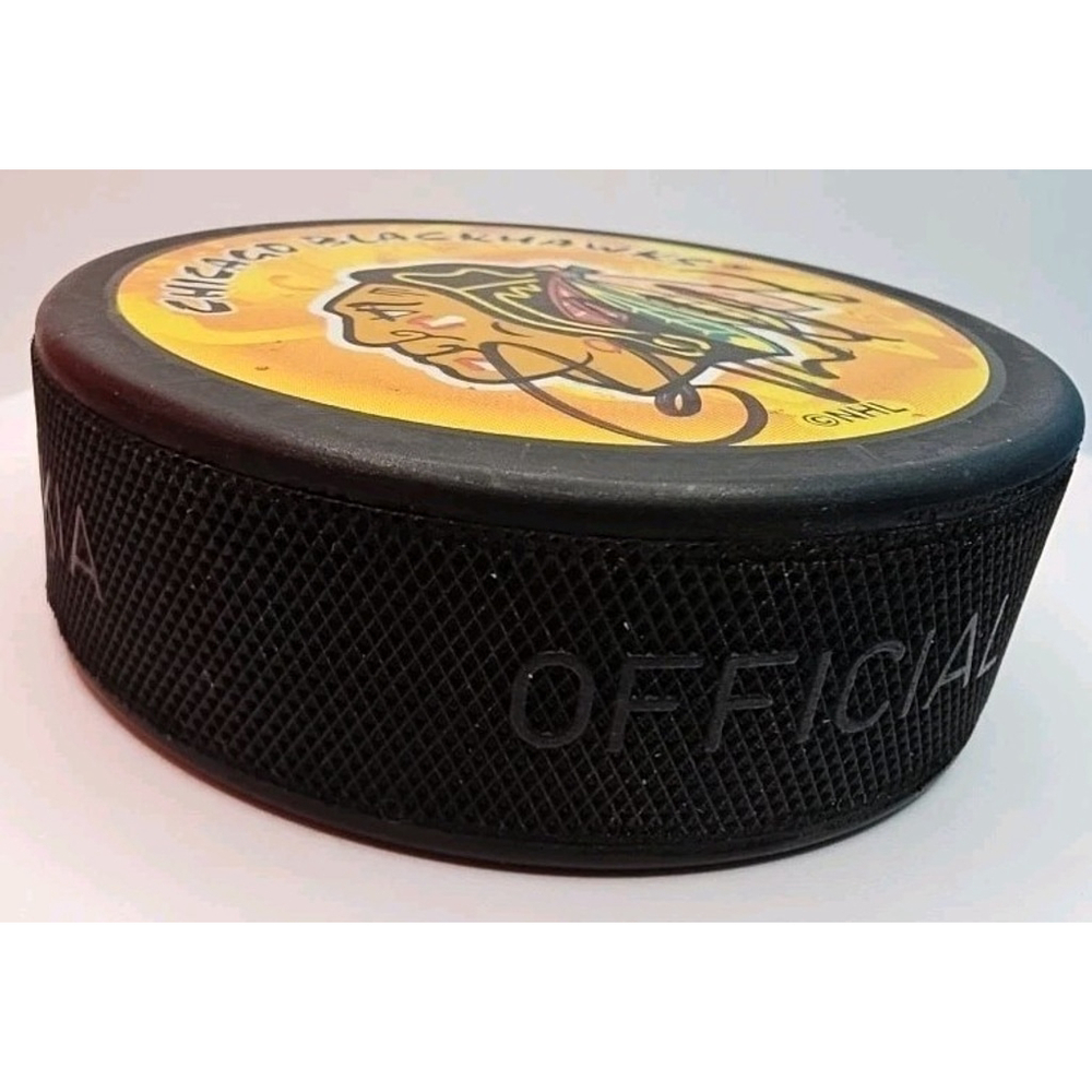 Cam Russell #8 Signed NHL Chicago Blackhawks Puck Autographed Signature Halifax - Picture 3 of 6